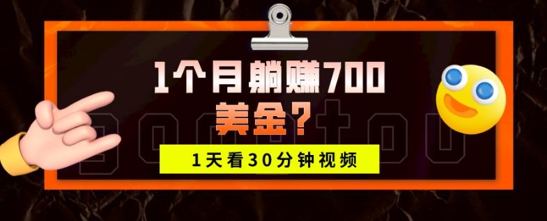 1天看30分钟视频，1个月躺赚700美金？-威云科技 余香的脑洞