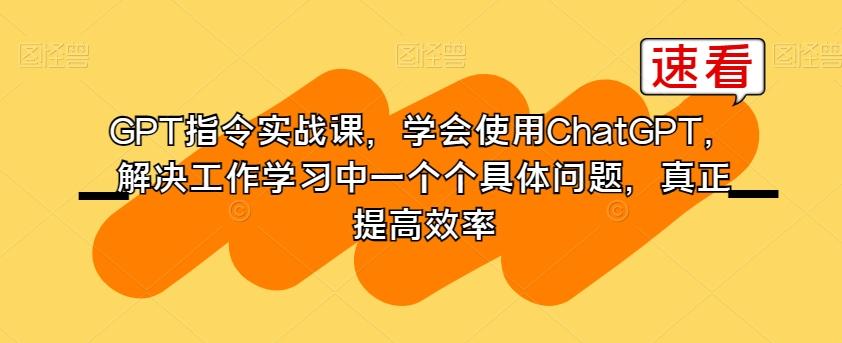 GPT指令实战课，学会使用ChatGPT，解决工作学习中一个个具体问题，真正提高效率-威云科技 余香的脑洞