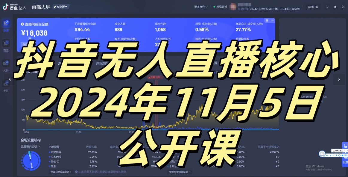 抖音无人直播核心公开课，咸鱼翻身小白可做带有睡后收入月入过万太简单【揭秘】-威云科技 余香的脑洞
