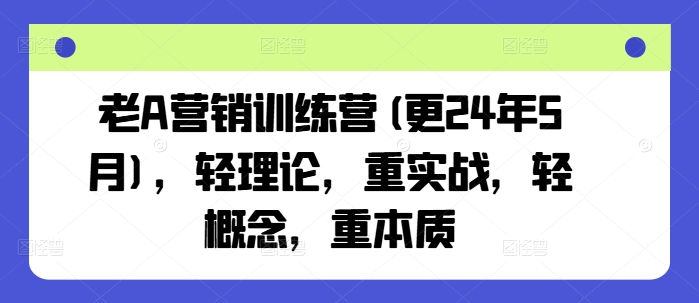 老A营销训练营(更24年8月)，轻理论，重实战，轻概念，重本质-威云科技 余香的脑洞