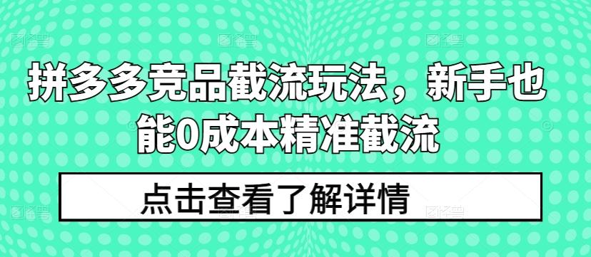 拼多多竞品截流玩法，新手也能0成本精准截流-威云科技 余香的脑洞
