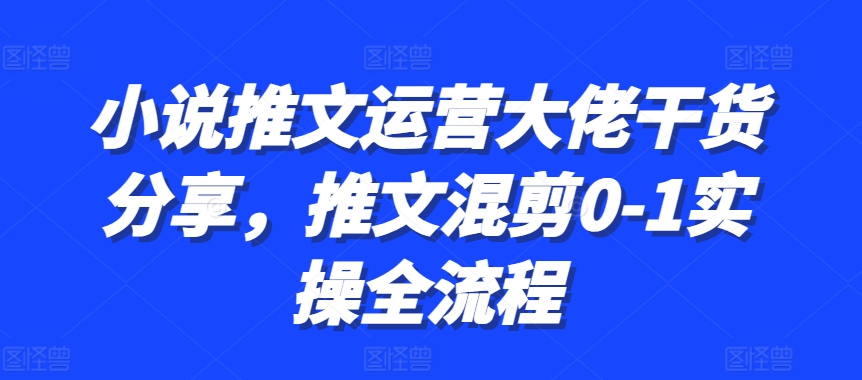小说推文运营大佬干货分享，推文混剪0-1实操全流程-威云科技 余香的脑洞