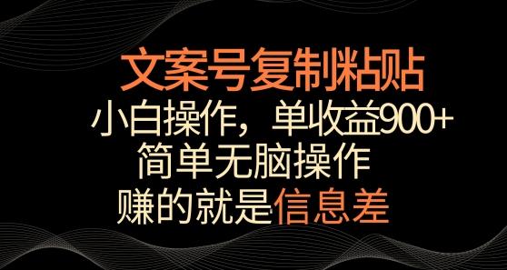 文案号掘金，简单复制粘贴，小白操作，单作品收益900+【揭秘】-威云科技 余香的脑洞