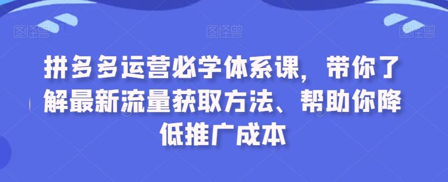 拼多多运营必学体系课，带你了解最新流量获取方法、帮助你降低推广成本-威云科技 余香的脑洞