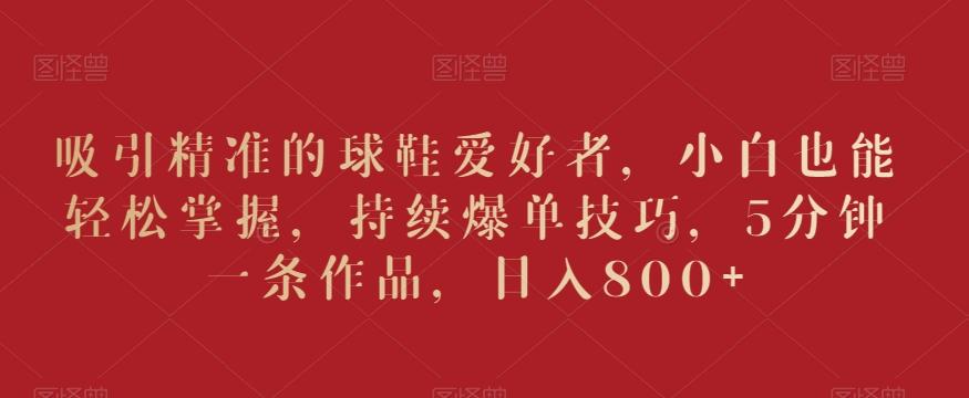 吸引精准的球鞋爱好者，小白也能轻松掌握，持续爆单技巧，5分钟一条作品，日入800+【揭秘】-威云科技 余香的脑洞