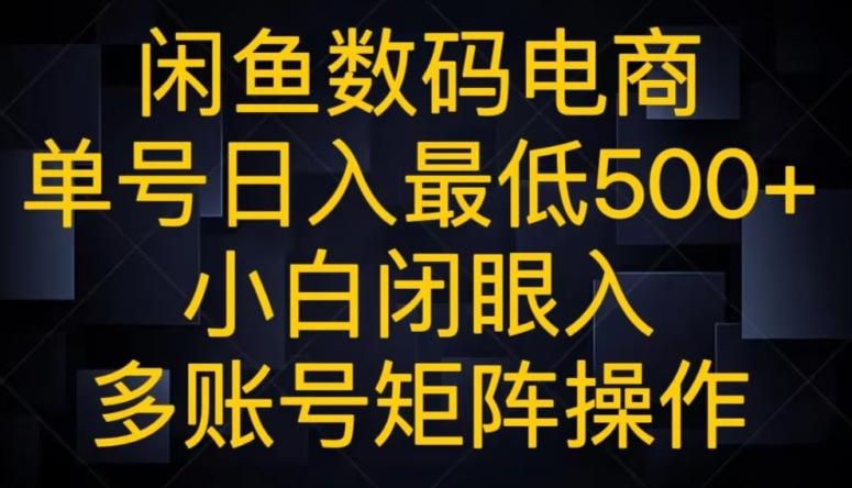 闲鱼数码电商,单号日入最低500+,小白闭眼入,多账号矩阵操作-威云科技 余香的脑洞