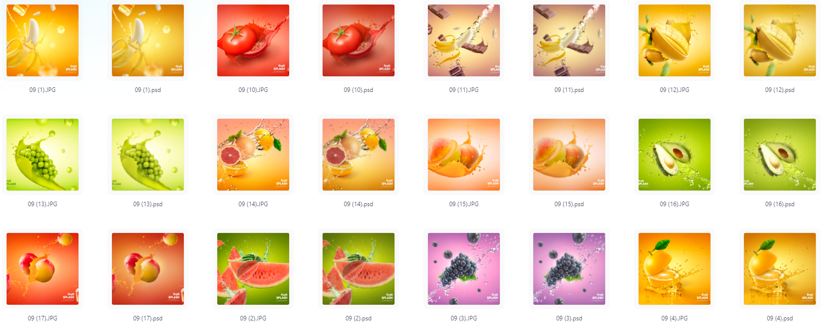 餐饮水果PS模版设计素材17款-威云科技 余香的脑洞