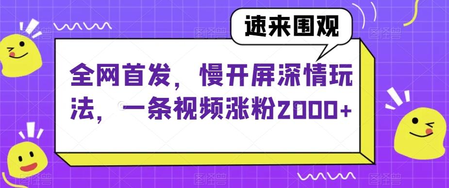 全网首发,慢开屏深情玩法,一条视频涨粉2000+【揭秘】-威云科技 余香的脑洞