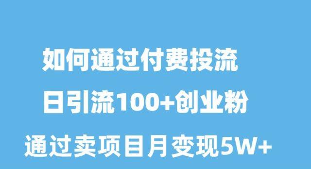 如何通过付费投流日引流100+创业粉月变现5W+-威云科技 余香的脑洞