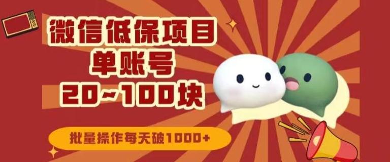 微信领低保单账号20元-100元，批量操作每天破1000+-威云科技 余香的脑洞