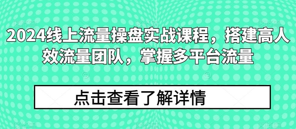 2024线上流量操盘实战课程，搭建高人效流量团队，掌握多平台流量-威云科技 余香的脑洞