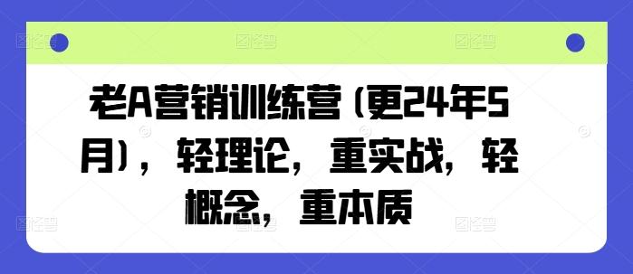 老A营销训练营(更24年6月)，轻理论，重实战，轻概念，重本质-威云科技 余香的脑洞
