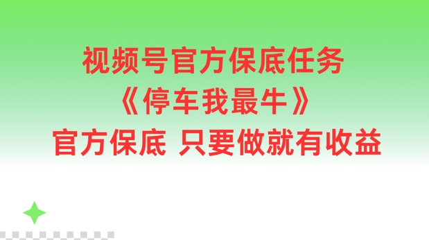 视频号官方保底任务,停车我最牛,官方保底只要做就有收益【揭秘】-威云科技 余香的脑洞
