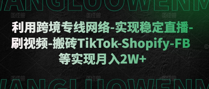 利用跨境专线网络-实现稳定直播-刷视频-搬砖TikTok-Shopify-FB等实现月入2W+【揭秘】-威云科技 余香的脑洞