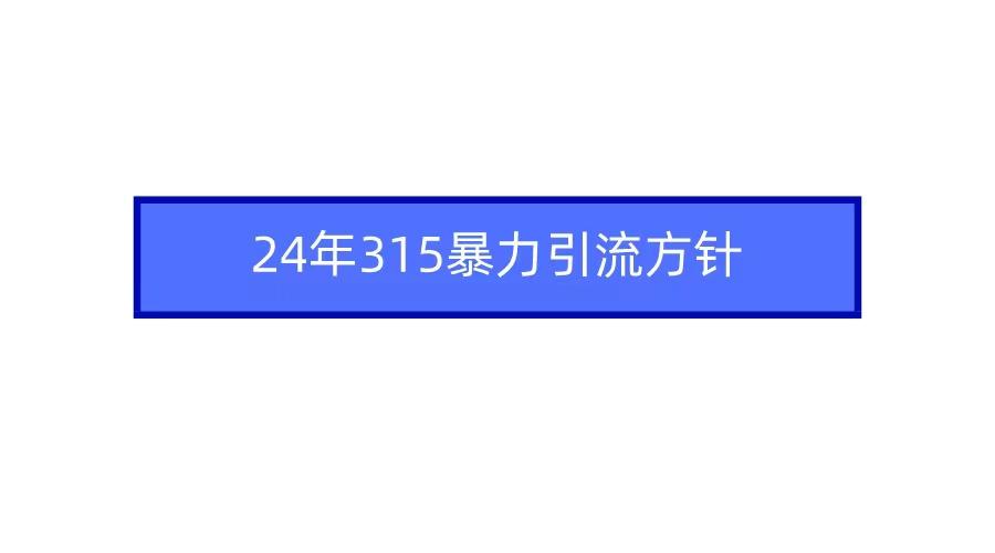 (9398期)2024年315暴力引流方针-威云科技 余香的脑洞