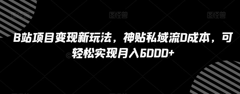 B站项目变现新玩法，神贴私域流0成本，可轻松实现月入6000+【揭秘】-威云科技 余香的脑洞