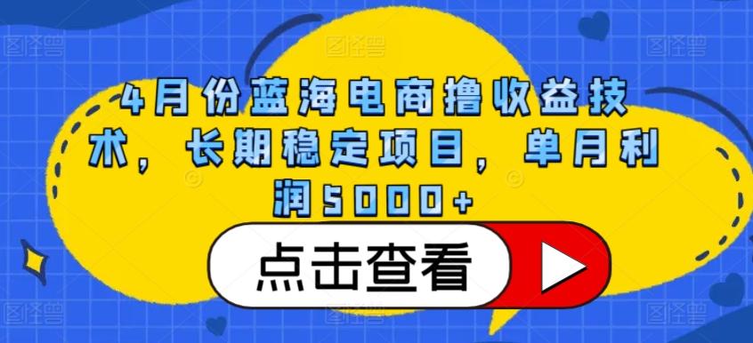 4月份蓝海电商撸收益技术,长期稳定项目,单月利润5000+【揭秘】-威云科技 余香的脑洞