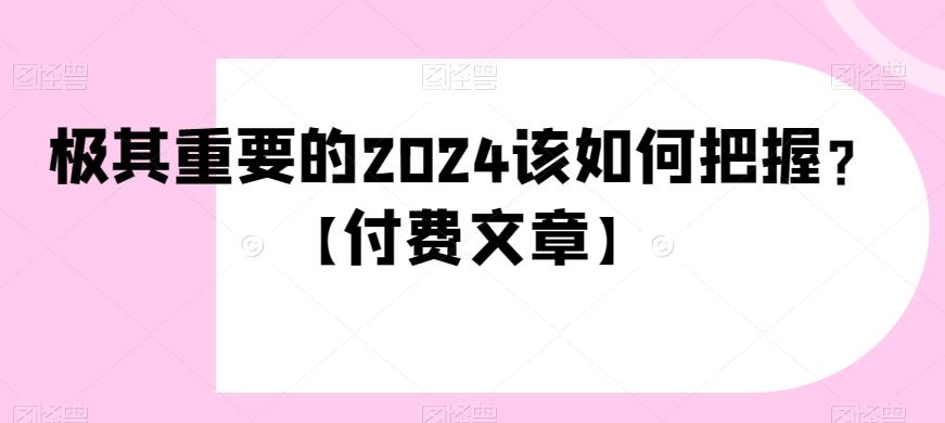 极其重要的2024该如何把握？【付费文章】-威云科技 余香的脑洞