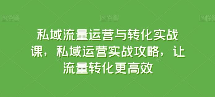 私域流量运营与转化实战课，私域运营实战攻略，让流量转化更高效-威云科技 余香的脑洞