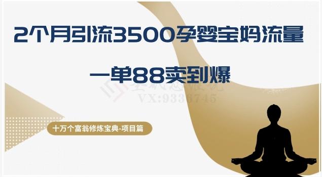 十万个富翁修炼宝典之13.2个月引流3500孕婴宝妈流量，一单88卖到爆-威云科技 余香的脑洞